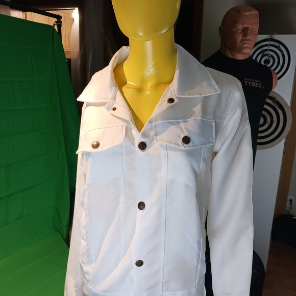 woman shirt button down semi white translucide Small feel like a medium large - Picture 1 of 10